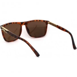 Rectangular Mens Elegant Designer Fashion Stylish Plastic Rim Sunglasses - Tortoise Gold Brown - C518YEEK6CS $12.09