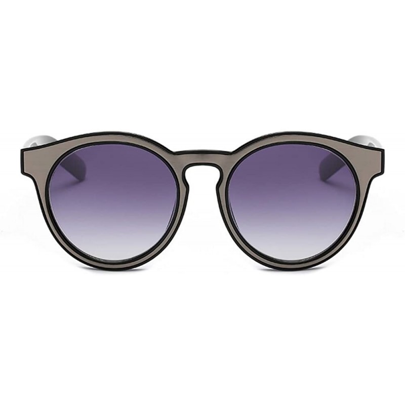 Oversized Luxury Fashion Round Sunglasses Women Brand Designer Vintage Oversized 91533Y - Black - C3184T5DQ0H $11.15