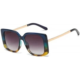 Square Fashion Square Sunglasses Women Retro Brand Designer Mens Goggle Oversized Sun Glasses - Blue&leopard - CN193QD3N7G $1...