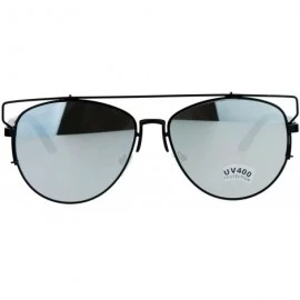 Wayfarer Flat Lens Oversize Wire Horn Rim Unique Vintage Pilot Sunglasses - Black - CW12IS3B1C3 $15.19