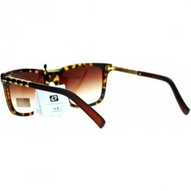 Wayfarer Luxury Designer Rectangular Horn Rim Gradient Lens Bling Sunglasses - Tortoise - CC12HHXQ3DH $11.38