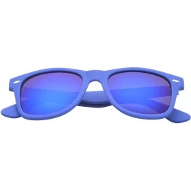 Round Retro Square Fashion Sunglasses in Black Frame Blue Lenses - Navy Blue - C111OJA14J9 $8.73