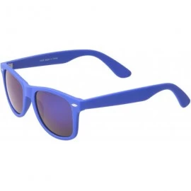 Round Retro Square Fashion Sunglasses in Black Frame Blue Lenses - Navy Blue - C111OJA14J9 $8.73