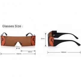 Oversized Oversized Trendy Rectangle Sunglasses for Women Rimless One Piece Frame Shades UV Protection - 3 Brown - CO190HG0ES...