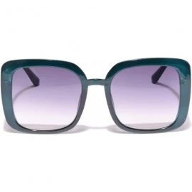 Semi-rimless Women's Square Sunglasses Plastic Frame - Green - CK18WKKUCND $11.10