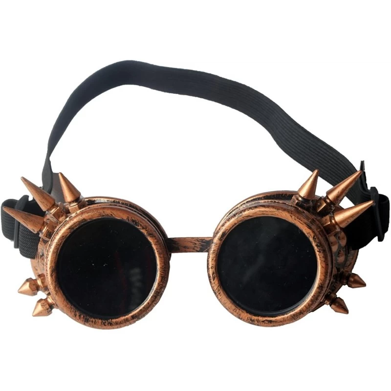 Goggle Spiked Steampunk Vintage Glasses Goggles Rave Retro Cosplay Halloween - Red Bronze Frame - CG18HAD8I57 $10.81