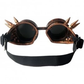 Goggle Spiked Steampunk Vintage Glasses Goggles Rave Retro Cosplay Halloween - Red Bronze Frame - CG18HAD8I57 $10.81