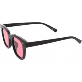 Square Retro Chunky Frame Color Tinted Square Flat Lens Horn Rimmed Sunglasses 47mm - Black / Red - CR12O1ZCRTM $8.60