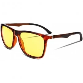 Square Night Vision Driving Glasses Mens Polarized Anti-Glare Eyewear B2293 - 1 Tortoise - CL180M58UHL $17.26