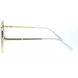 Square Mens Flat Top Luxury Rich Baller Metal Rim Racer Sunglasses - Gold White Brown - CX18SAYKCN9 $10.55