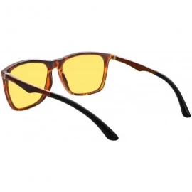 Square Night Vision Driving Glasses Mens Polarized Anti-Glare Eyewear B2293 - 1 Tortoise - CL180M58UHL $28.38