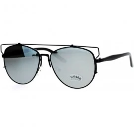 Wayfarer Flat Lens Oversize Wire Horn Rim Unique Vintage Pilot Sunglasses - Black - CW12IS3B1C3 $23.25