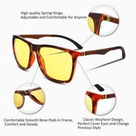 Square Night Vision Driving Glasses Mens Polarized Anti-Glare Eyewear B2293 - 1 Tortoise - CL180M58UHL $28.38
