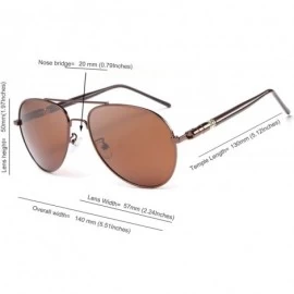 Oval Classic Metal Frame Driving Polarized Aviator Sunglasses for Men and Women - Brown - C112IBWOG73 $27.61