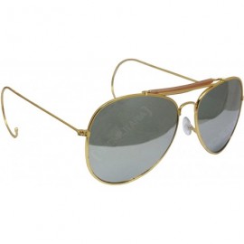 Sport US Vintage Top Gun Pilot Style Aviator Sunglasses with Mirrored- Brown or Green Lenses - Mirrored - CR116T9MO43 $59.00