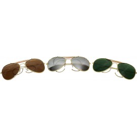 Sport US Vintage Top Gun Pilot Style Aviator Sunglasses with Mirrored- Brown or Green Lenses - Mirrored - CR116T9MO43 $33.91
