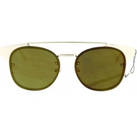 Rimless Womens Flat Top Metal Half Horn Rim Rimless Sunglasses - All Gold - CJ12N79SSZ4 $12.35