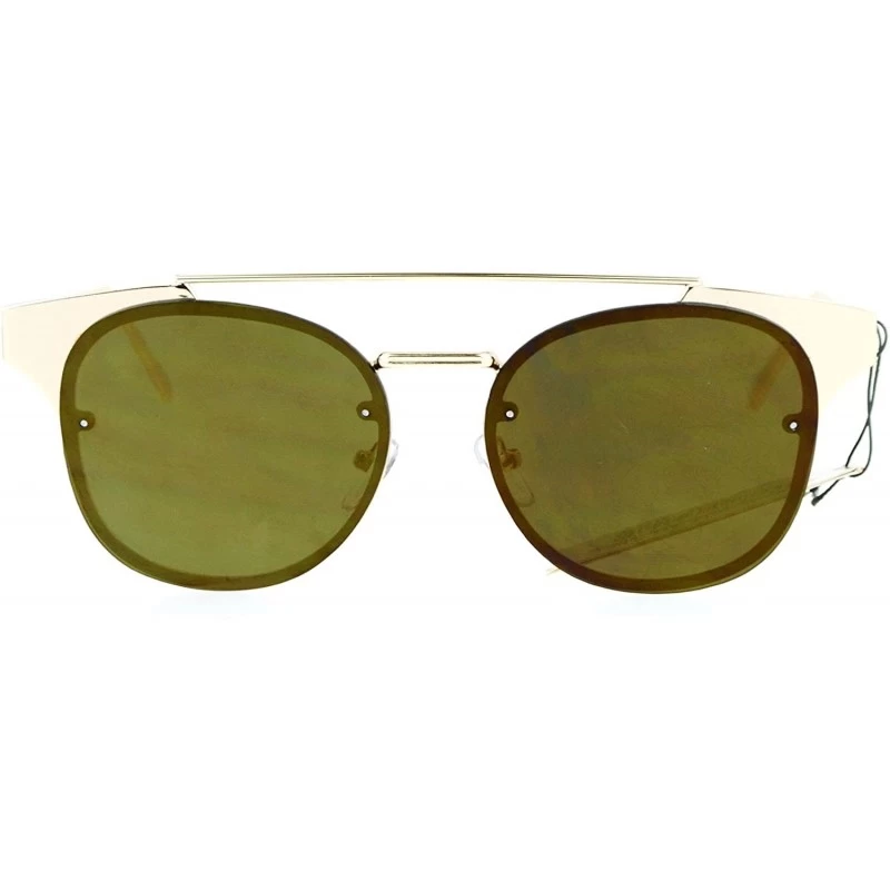 Rimless Womens Flat Top Metal Half Horn Rim Rimless Sunglasses - All Gold - CJ12N79SSZ4 $12.35