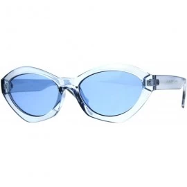 Oval Womens Mod Oval Narrow Plastic Pop Color Sunglasses - Blue - CU180ZAG8O7 $11.82