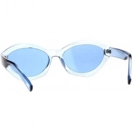 Oval Womens Mod Oval Narrow Plastic Pop Color Sunglasses - Blue - CU180ZAG8O7 $11.82