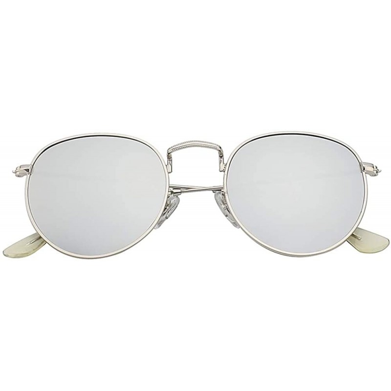 Men Women Vintage Small Oval Metal Frame Sunglasses Mirrored Lens ...