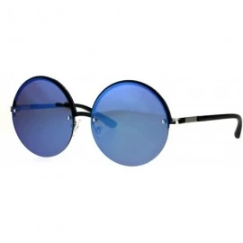 Rimless Womens Half Rim Circle Lens Round Hippie Groove Rimless Sunglasses - All Blue - CV182SNWYY0 $9.96