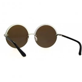 Rimless Womens Half Rim Circle Lens Round Hippie Groove Rimless Sunglasses - All Blue - CV182SNWYY0 $9.96
