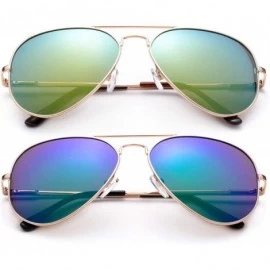 Aviator Polarized Aviator Sunglasses Mirrored Lens Classic Aviator Polarized Sunglasses Small - C118I6472SA $12.70