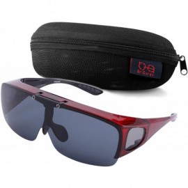 Wrap Fit Over Polarized Sunglasses Flip Up Lens for Men and Women - Red - CU199ANYT5T $39.55