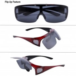 Wrap Fit Over Polarized Sunglasses Flip Up Lens for Men and Women - Red - CU199ANYT5T $23.54