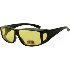 Sport Polarized Wear Over Sunglasses Square Fit Over Glare Blocking Over Prescription Glasses - Black - Yellow Lens - C617YE6...