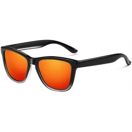 Square Sunglasses Polarized Female Male Full Frame Retro Design - Black Red - CI18NW5ZHN9 $17.95