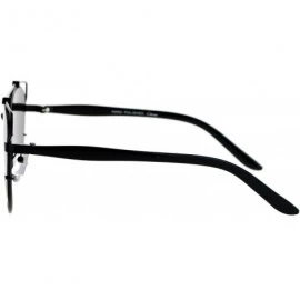 Wayfarer Flat Lens Oversize Wire Horn Rim Unique Vintage Pilot Sunglasses - Black - CW12IS3B1C3 $23.25
