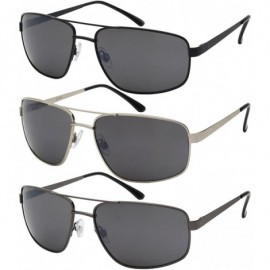 Rectangular Men's Rectangular Metal Aviators with Driving Lens 25139S-DF - Silver - CG12N1S5BSW $12.18