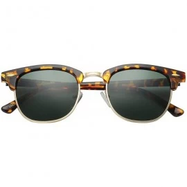 Wayfarer Unisex Retro Classic Stylish Malcom Half Frame Polarized Sunglasses - Tortoise Brown - Olive - CY187U7IS7Q $23.20