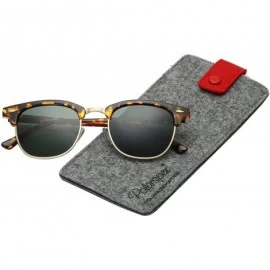 Wayfarer Unisex Retro Classic Stylish Malcom Half Frame Polarized Sunglasses - Tortoise Brown - Olive - CY187U7IS7Q $12.08