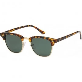 Wayfarer Unisex Retro Classic Stylish Malcom Half Frame Polarized Sunglasses - Tortoise Brown - Olive - CY187U7IS7Q $12.08