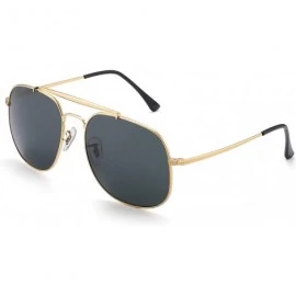 Aviator Men's Classic Sunglasses Metal Double Bridge Progressive Glass Lens - Dark Tortoise Frame- Dark Green Eyeglass - CY18...