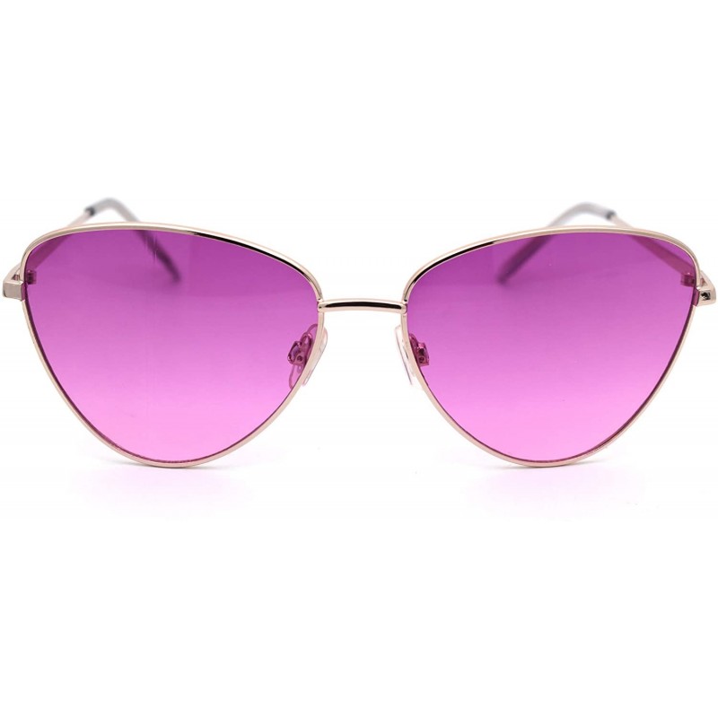Womens Hippie Tie Dye Gradient Metal Rim Cat Eye Sunglasses - Gold ...
