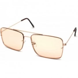 Rimless Mens Rectangular Exposed Mirror Lens Rimless Fashion Sunglasses - Gold Light Peach - CR190RZIX78 $12.45