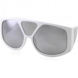 Oversized Oversized Retro Inspired Flat Top Plastic Frame Sunglasses - White - CT18M0RCNH3 $25.63