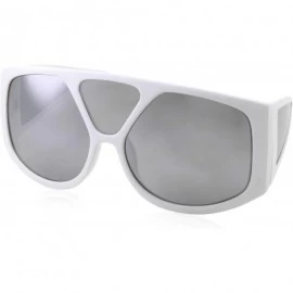 Oversized Oversized Retro Inspired Flat Top Plastic Frame Sunglasses - White - CT18M0RCNH3 $15.93