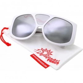 Oversized Oversized Retro Inspired Flat Top Plastic Frame Sunglasses - White - CT18M0RCNH3 $15.93