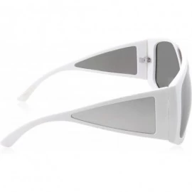 Oversized Oversized Retro Inspired Flat Top Plastic Frame Sunglasses - White - CT18M0RCNH3 $15.93