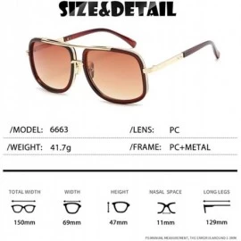 Aviator Aviator Sunglasses For Men Women Retro Vintage Square Designer Shades with Case - Brown Frame/Brown Lens - C918RWL5NU...