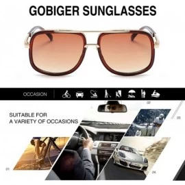 Aviator Aviator Sunglasses For Men Women Retro Vintage Square Designer Shades with Case - Brown Frame/Brown Lens - C918RWL5NU...