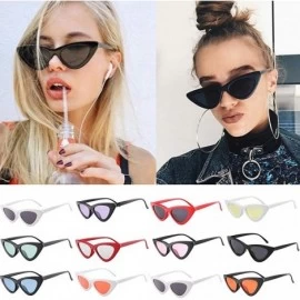 Semi-rimless Retro Vintage Sunglasses for Women Goggles Plastic Frame Glasses Cat Eye Colorful Lens Plastic Frame Eyewear - E...