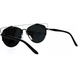 Wayfarer Flat Lens Oversize Wire Horn Rim Unique Vintage Pilot Sunglasses - Black - CW12IS3B1C3 $23.25