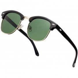 Semi-rimless Semi Rimless Polarized Sunglasses Classic Metal Retro Rivets Sun Glasses - CT185YOZWAC $11.91