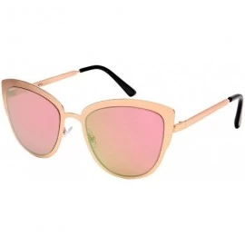Cat Eye Classic Vintage Cat Eye Sunglasses with Flat Mirrored Lenses 3113-FLREV - Matte Rose Gold - CH183S4N9ZO $18.16